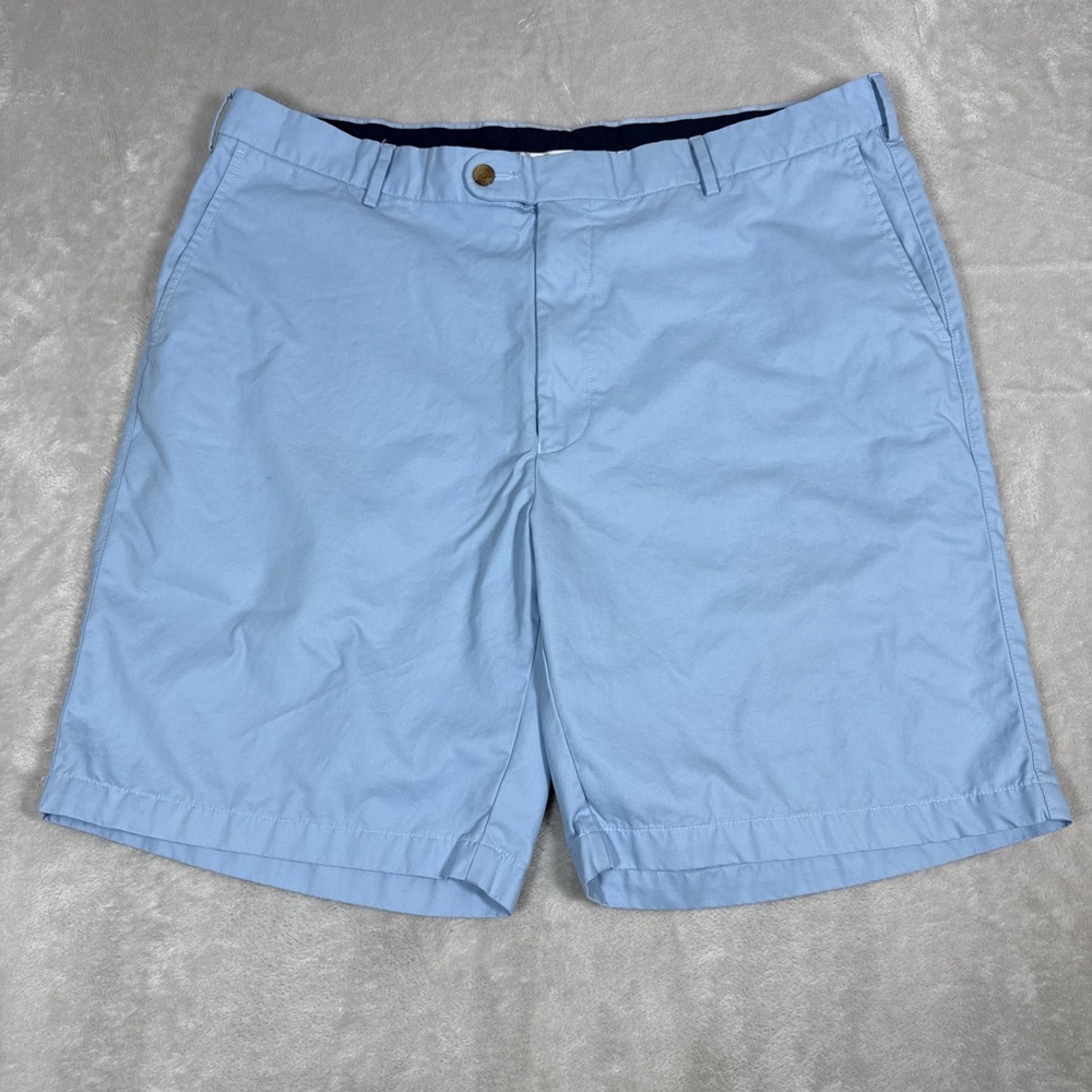 Peter Millar Mens Flat Front Chino Pima Cotton Shorts Sky Blue Size 40 9" Inseam